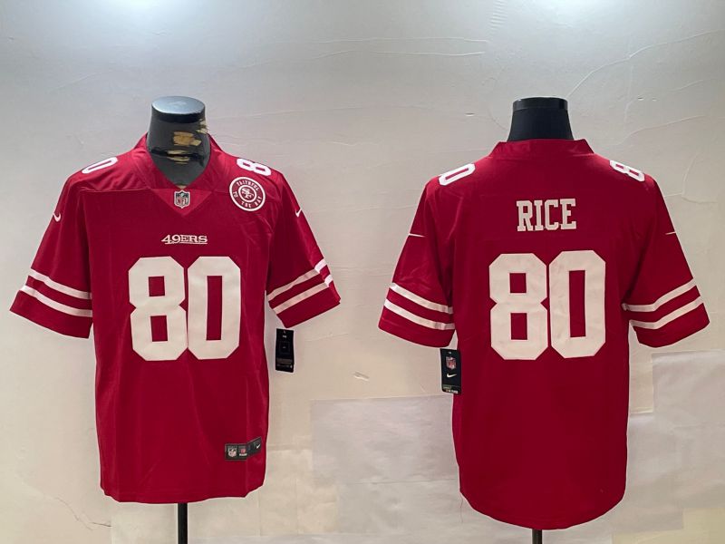 Men San Francisco 49ers #80 Rice Red Second generations 2024 Nike Limited NFL Jersey style 3->san francisco 49ers->NFL Jersey